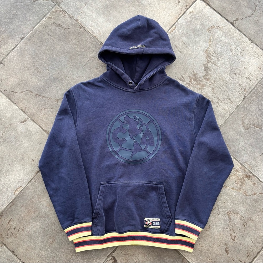 VTG Club America Hoodie Sweatshirt Soccer Big Logo Navy Blue Mens L